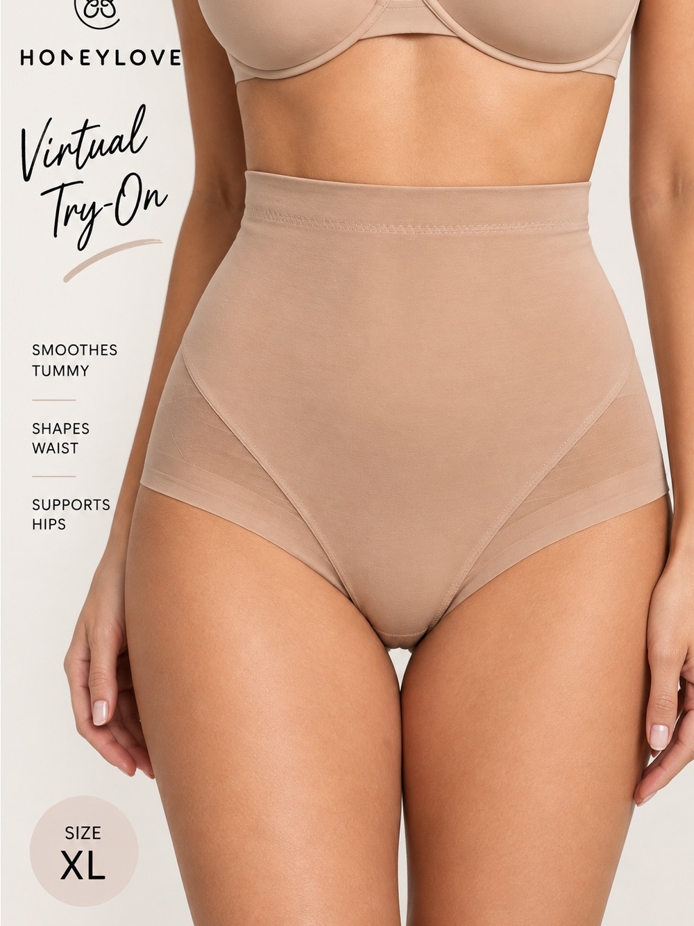 Honeylove SuperPower High-Waist Shaping Brief Shapewear Nude Beige Size XL Women
